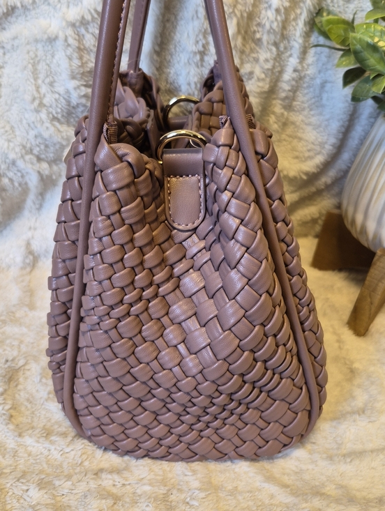 Anthropologie Hollace Tote Woven Mini Edition NEW Maeve Mocha Boho Crossbody Bag - Picture 3 of 13